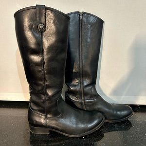 FRYE BOOTS - tall, black leather, excellent condition